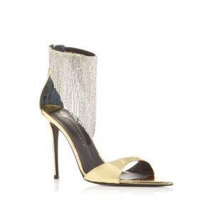 GIUSEPPE ZANOTTI Womens Gold Waterfall Pointed Toe Stiletto Heeled Sandal 37.5